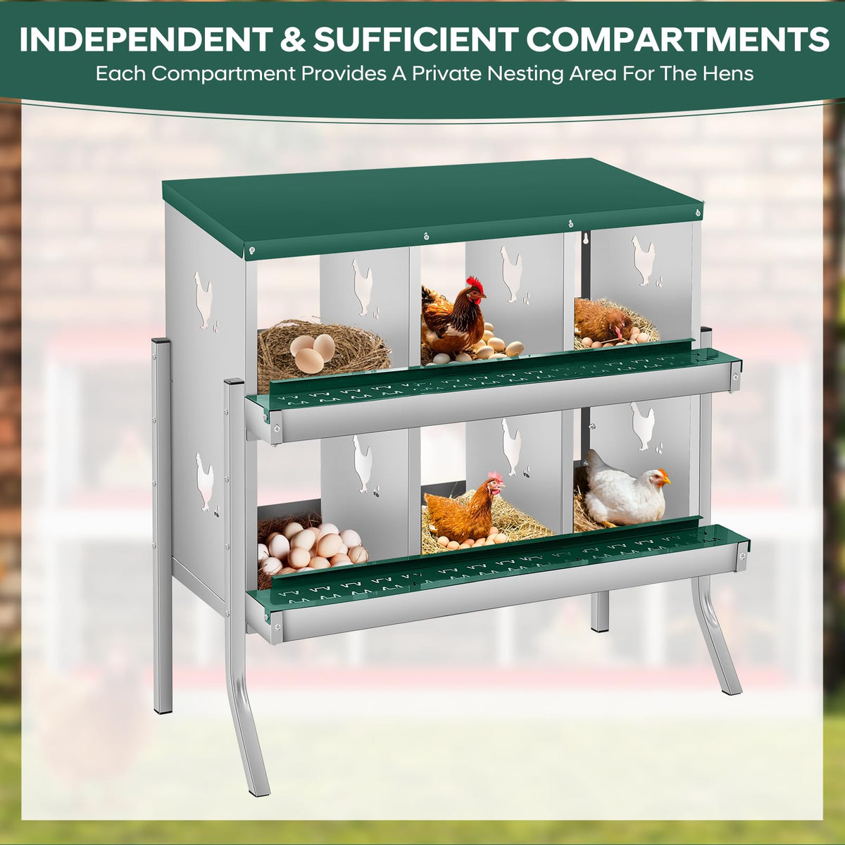 Caja nido de acero galvanizado Garvee para gallinas